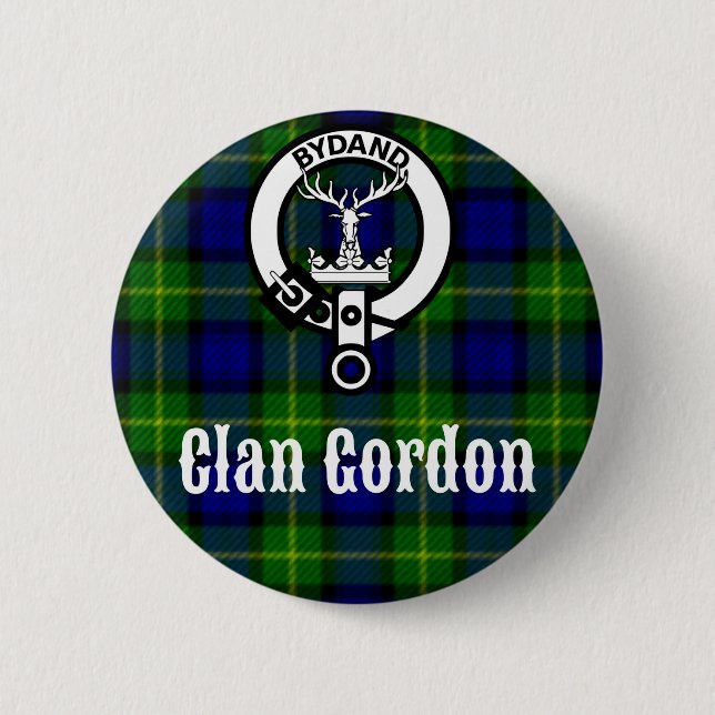 Bóton Redondo 5.08cm Clan Gordon Tartan Crest (Frente)