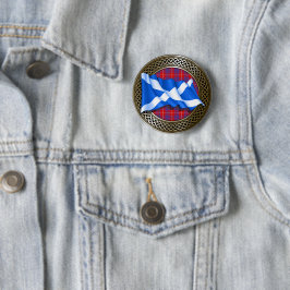 Bóton Redondo 5.08cm Clan Hamilton Tartan Knot & Flag