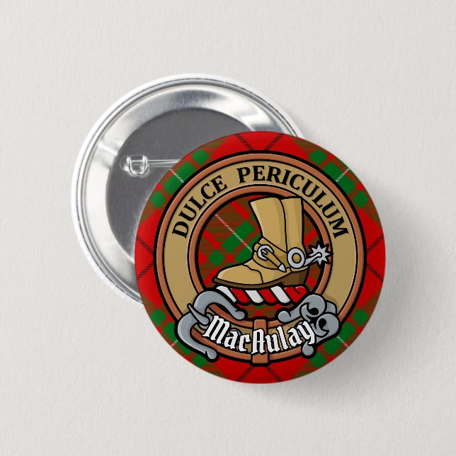 Bóton Redondo 5.08cm Clan MacAulay Crest sobre Tartan (Frente & Verso)