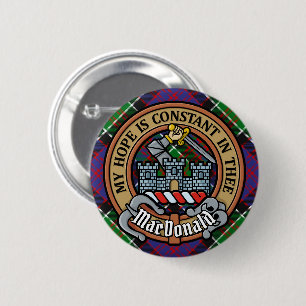 Bóton Redondo 5.08cm Clan MacDonald do Clanranald Crest sobre Tartan