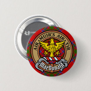 Bóton Redondo 5.08cm Clan MacDonald do Keppoch Crest sobre Tartan