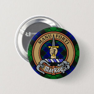 Bóton Redondo 5.08cm Clan MacKay Crest sobre Tartan