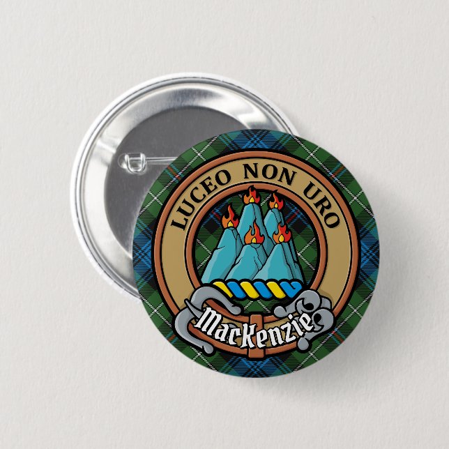 Bóton Redondo 5.08cm Clan MacKenzie Crest sobre Tartan (Frente & Verso)