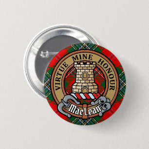 Bóton Redondo 5.08cm Clan MacLean Crest sobre Tartan