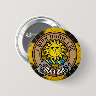 Bóton Redondo 5.08cm Clan MacLeod de Lewis Crest sobre Tartan
