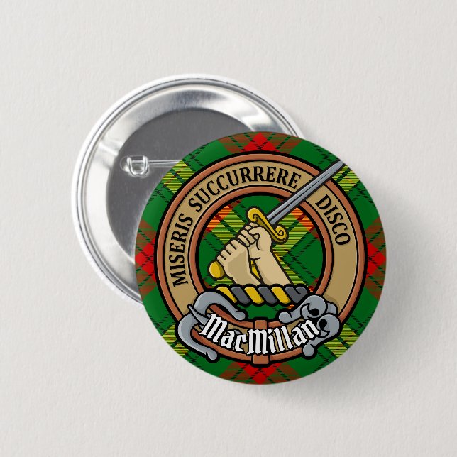 Bóton Redondo 5.08cm Clan MacMillan Crest sobre Tartan (Frente & Verso)