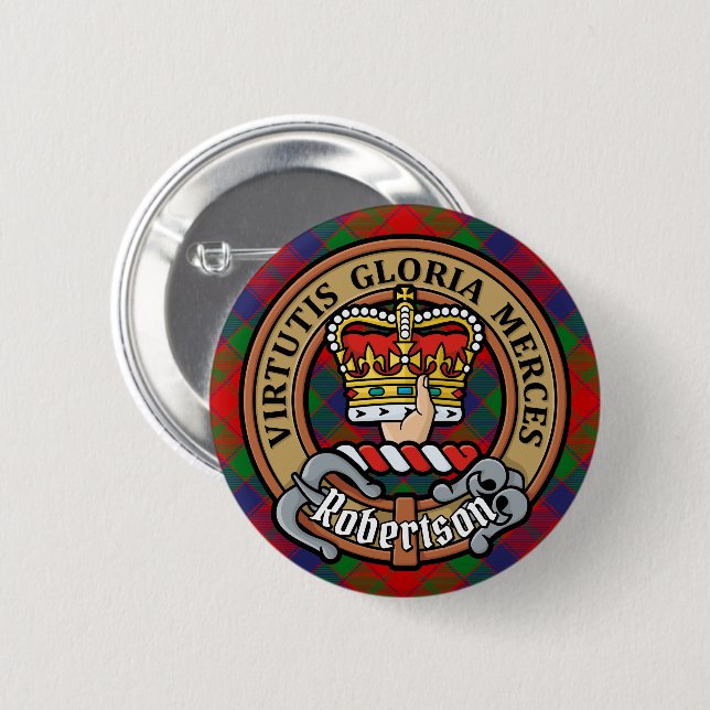 Bóton Redondo 5.08cm Clan Robertson Crest sobre Tartan (Frente & Verso)