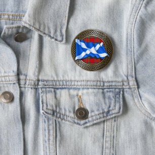 Bóton Redondo 5.08cm Clan Stewart Tartan Knot & Flag