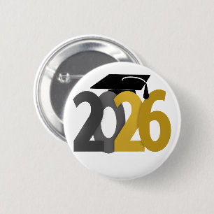 Bóton Redondo 5.08cm Classe Dourada e Cinza de graduação de 2026