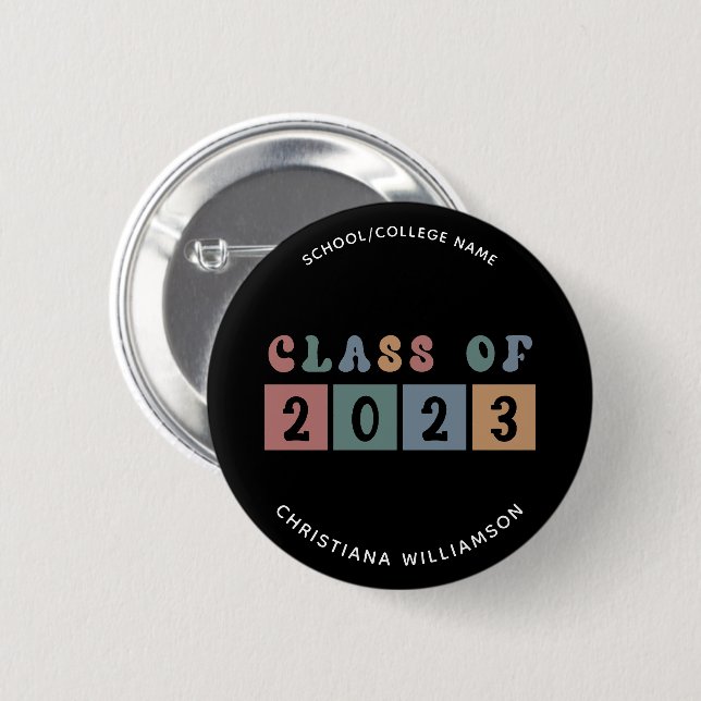 Bóton Redondo 5.08cm Classe Retroativa Personalizada de Graduação 2023 (Frente & Verso)