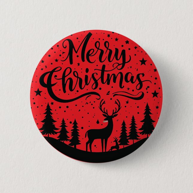 Bóton Redondo 5.08cm Clássico, Feliz Vestido de Natal e Design de Árvor (Frente)