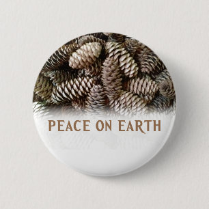 Bóton Redondo 5.08cm Clássico Pine Feriado Paz Cone na Terra