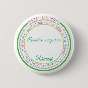 Bóton Redondo 5.08cm Clássico Simples Personalizado Foto Feliz Aniversá