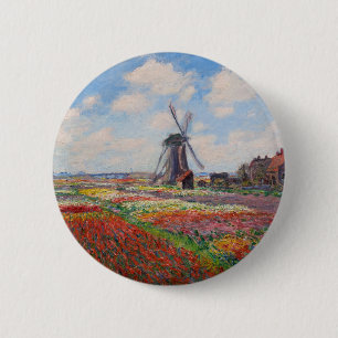 Bóton Redondo 5.08cm Claude Monet - Campo das Tulipas na Holanda