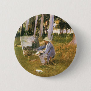 Bóton Redondo 5.08cm Claude Monet Pintando, Beira de um Bosque por Sarg