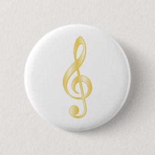 Bóton Redondo 5.08cm Clef de triplo "Dourado"