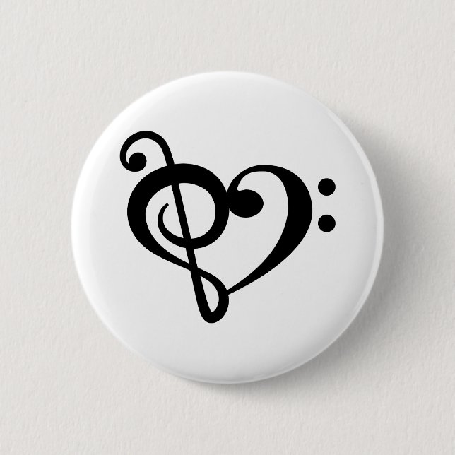 Bóton Redondo 5.08cm Clef Musical Coração de Amor (Frente)