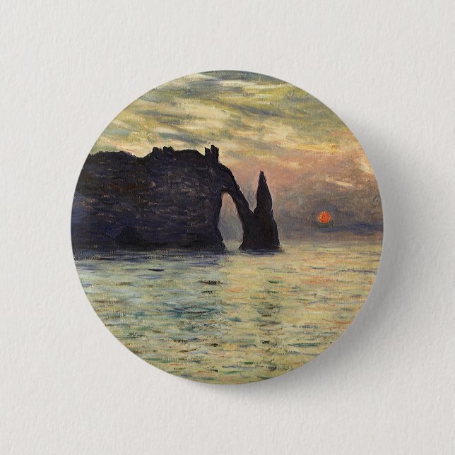 Bóton Redondo 5.08cm Cliff Etretat, Sunset de Claude Monet (Frente)