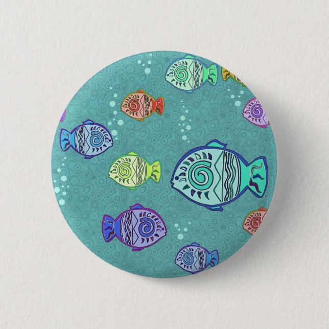 Bóton Redondo 5.08cm Clip-Art Fish Pattern + suas ideias (Frente)