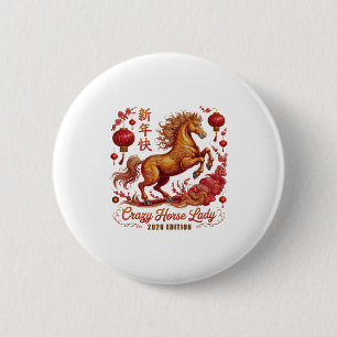 Bóton Redondo 5.08cm Cny 2026 Mulher Cavalo Louco Desde Vibrações Lunar