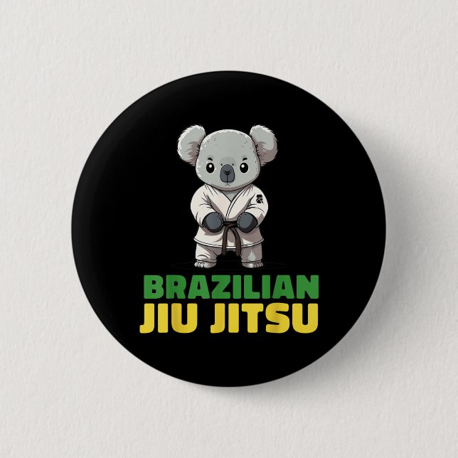 Bóton Redondo 5.08cm Coala de Jiu Jitsu Brasileiro (Frente)