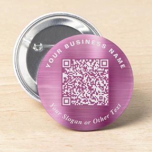 Bóton Redondo 5.08cm Código QR de Negócios Promocionais PInk Pin