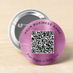Bóton Redondo 5.08cm Código QR de Negócios Promocionais PInk Pin