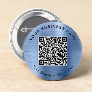 Bóton Redondo 5.08cm Código QR de Negócios Promocionais Pino Azul