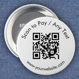 Bóton Redondo 5.08cm Código QR personalizado / Branco de texto