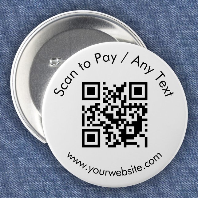 Bóton Redondo 5.08cm Código QR personalizado / Branco de texto (Criador carregado)