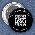 Bóton Redondo 5.08cm Código QR personalizado / Texto preto<br><div class="desc">Compartilhe qualquer site ou aplicativo de pagamento com nosso fácil uso "Código QR", "Digitalizar aqui ou outro texto" e o modelo do botão "endereço da Web aqui". Basta adicionar o site ou o aplicativo de pagamento ao código QR personalizado e ajustar o texto para adicionar um site, um slogan da...</div>