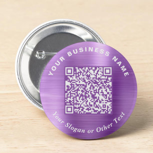 Bóton Redondo 5.08cm Código QR Roxo de Pin de Negócios Promocionais