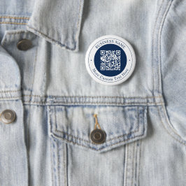 Bóton Redondo 5.08cm Código QR & Texto personalizáveis | Azul-marinho e