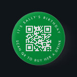Bóton Redondo 5.08cm Códigos Qr personalizados Pino de Aniversário do A<br><div class="desc">Apresentando nosso Pino do Botão de Doação do Código QR Personalizado, uma maneira divertida e moderna de celebrar uma ocasião especial! Este pino exclusivo apresenta um código QR personalizável, permitindo que você peça doações com facilidade. Quer seja o aniversário da Sally, digitalizar para lhe comprar uma bebida ou uma mensagem...</div>