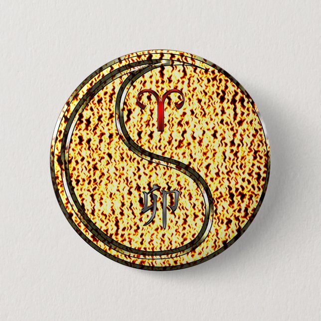 Bóton Redondo 5.08cm Coelho Aries & Fire (Frente)