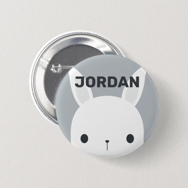 Bóton Redondo 5.08cm Coelho Bonito com Nome Personalizado (Frente & Verso)