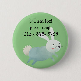 Bóton Redondo 5.08cm Coelho bonito, Contato de Emergência Infantil