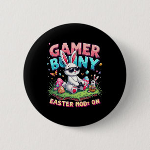 Bóton Redondo 5.08cm Coelho Gamer Divertido Moda de Páscoa Presente de