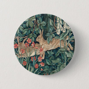 Bóton Redondo 5.08cm Coelho Na Floresta - William Morris