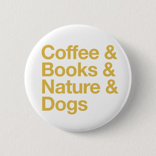 Bóton Redondo 5.08cm Coffee & Books & Nature & Dogs Button (Yellow) (Frente)