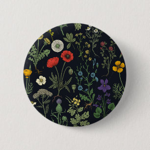Bóton Redondo 5.08cm Colagem de flores silvestres