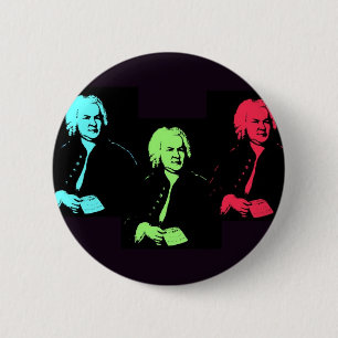 Bóton Redondo 5.08cm Colagem de Johann Sebastian Bach
