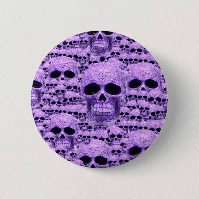 Bóton Redondo 5.08cm Colagem do crânio roxo celta (Frente)