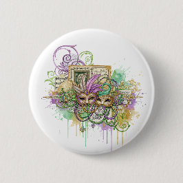 Bóton Redondo 5.08cm Colagem Splatter Mardi Gras