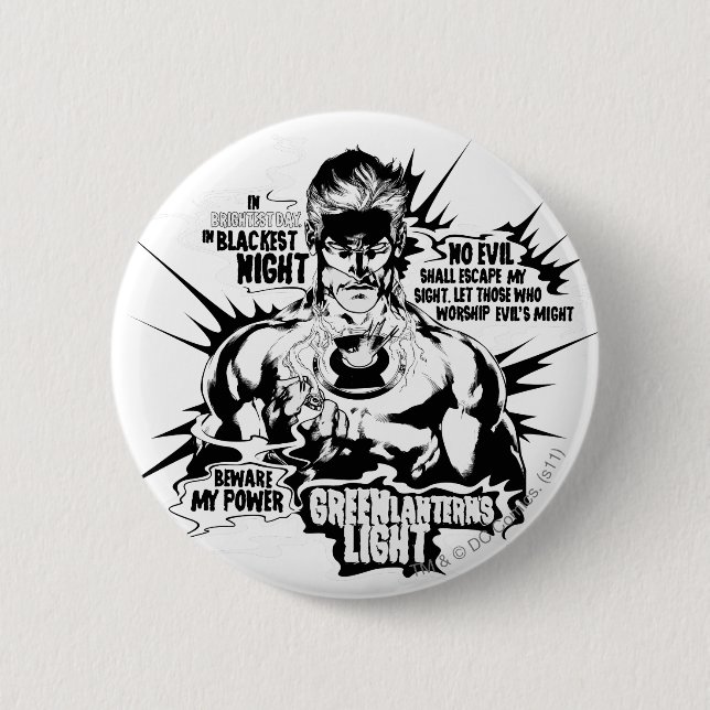 Bóton Redondo 5.08cm Colagem verde do texto da lanterna (Frente)