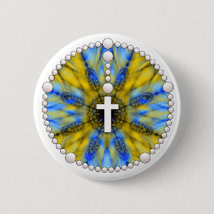 Bóton Redondo 5.08cm Coletor azul e amarelo do sonho do rosário