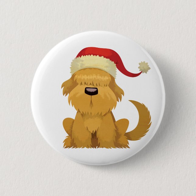 Bóton Redondo 5.08cm colheita de natal de cão (Frente)