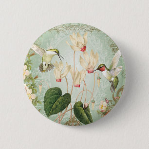 Bóton Redondo 5.08cm Colibris modernos do francês do vintage
