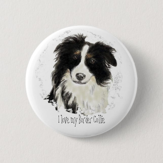 Bóton Redondo 5.08cm Collie de Borda Personalizada - Coleção de Cachorr (Frente)