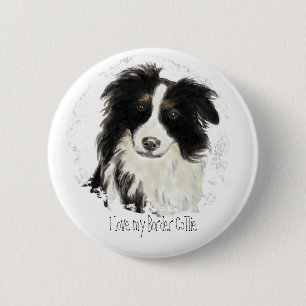 Bóton Redondo 5.08cm Collie de Borda Personalizada - Coleção de Cachorr
